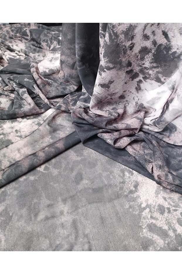 Anthracite Black Batik Pattern Mesh, Width: 140 - 1