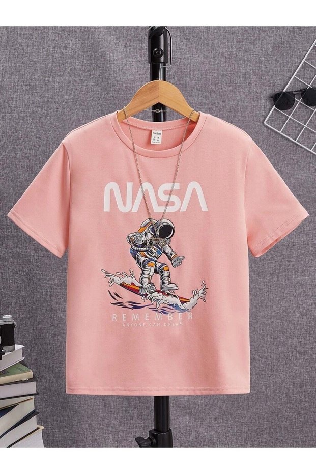 Kids Remember NASA Atoronaut Printed Oversize Crew Neck Children's T-shirt