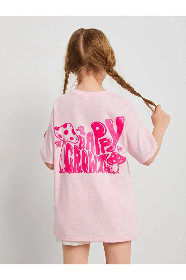 Kids Happy Printed Oversize Girl's T-shirt