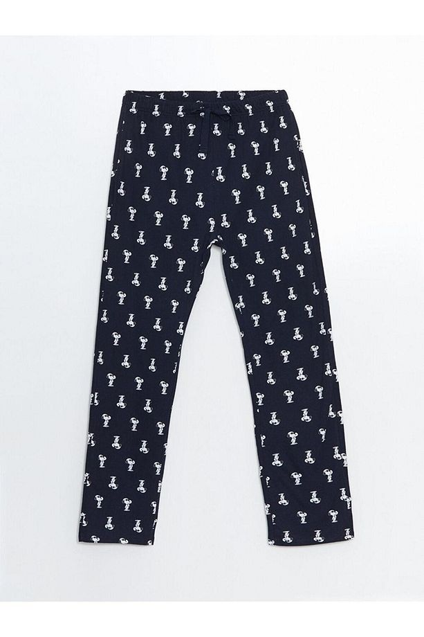 Lacivert Standart Kalıp Snoopy Baskılı Erkek Pijama Takımı - 4