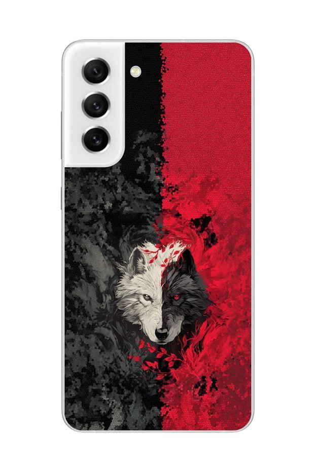 حافظة شفافة متوافقة مع هاتف Galaxy S21 FE بتصميم الذئب