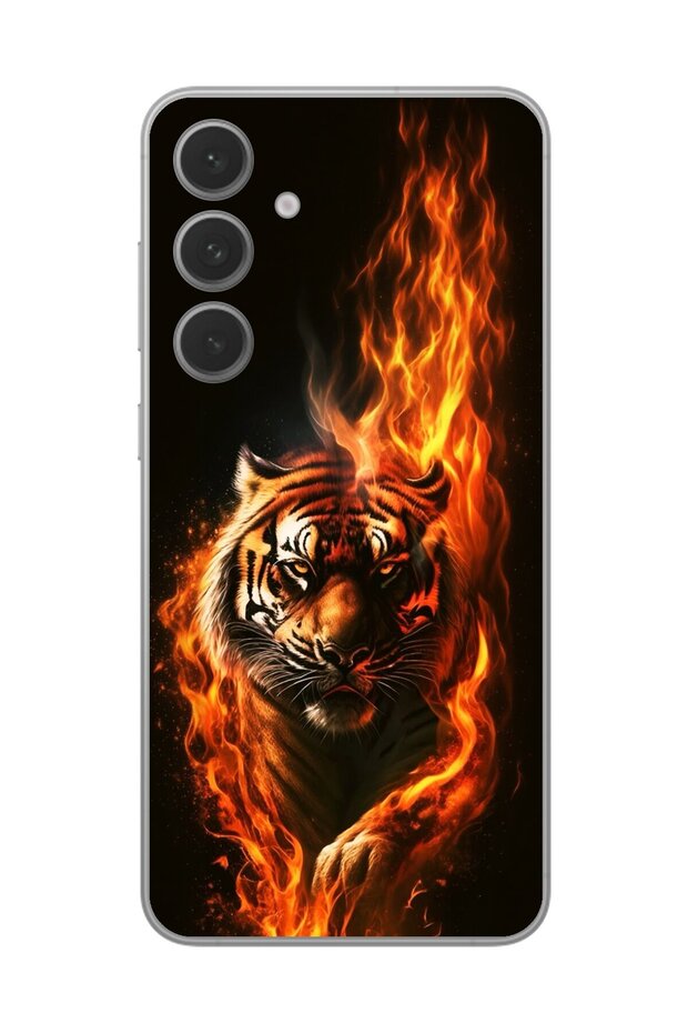 Samsung Galaxy S24 Compatible Transparent Case Tiger Design