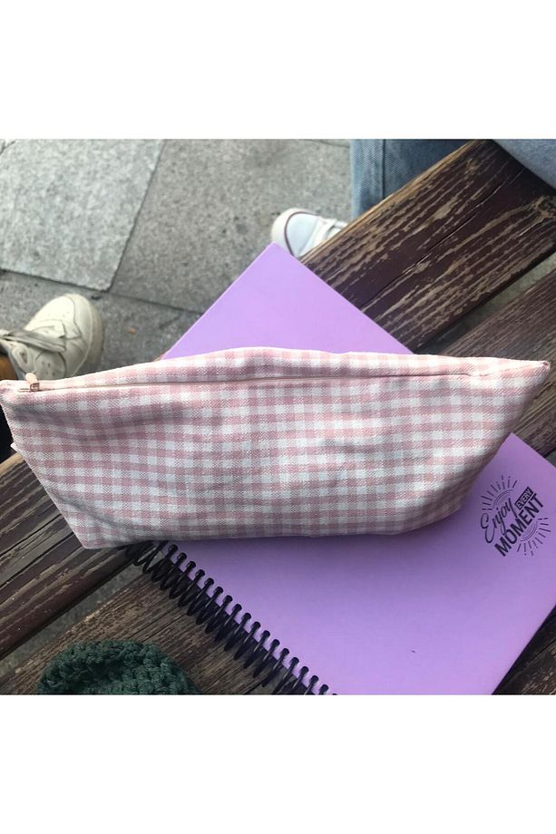 Pudra Pötikareli Yıkanabilir Fermuarlı Tek Gözlü Bez Kalemlik Kalem Kutusu Cüzdan Makyaj Çantası - 6