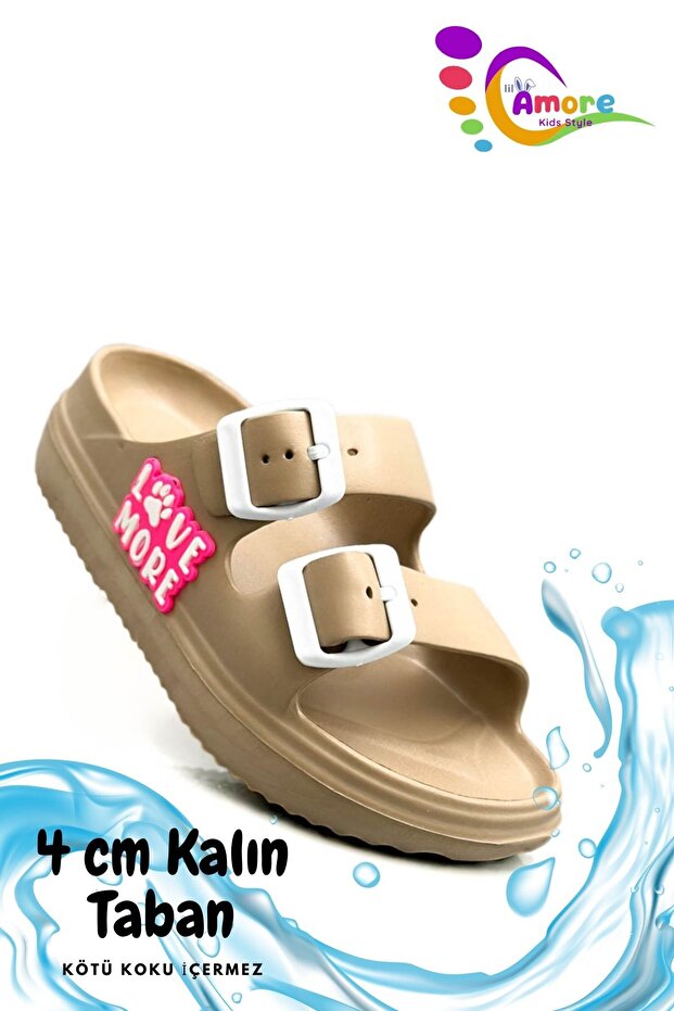 Double Buckle Lightweight Eva Summer Beach Children's Slippers Pool Slippers Washbasin Slippers Lm Mink