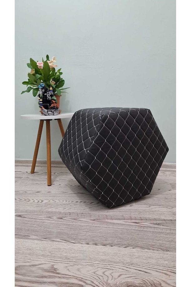 Ahşap Ayaklı Kapitone Suni Deri Altıgen Puf&bench Koltuk/tabure - 4