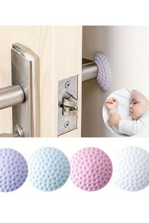 3 Adet Yapışkanlı Kapı Kolu Stoperi - Tamponu Duvar Koruyucu Silikon Tutucu Tampon - 2