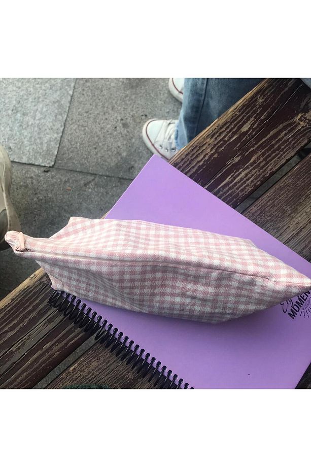 Pudra Pötikareli Yıkanabilir Fermuarlı Tek Gözlü Bez Kalemlik Kalem Kutusu Cüzdan Makyaj Çantası - 7