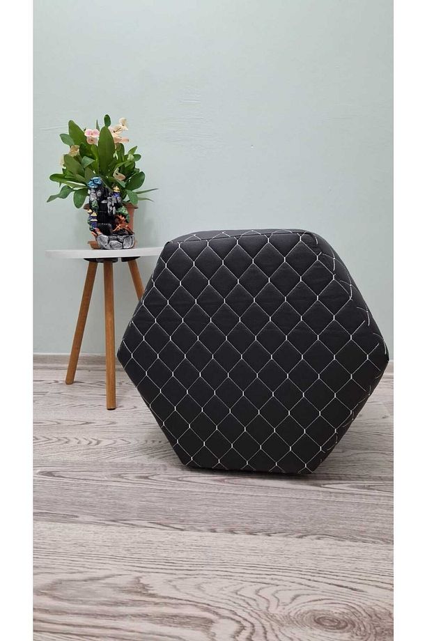 Ahşap Ayaklı Kapitone Suni Deri Altıgen Puf&bench Koltuk/tabure - 3