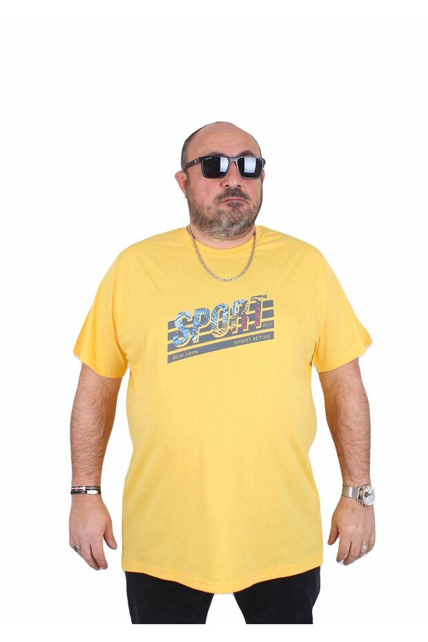 Men's Plus Size Crew Neck T-Shirt Sport 25162 Yellow