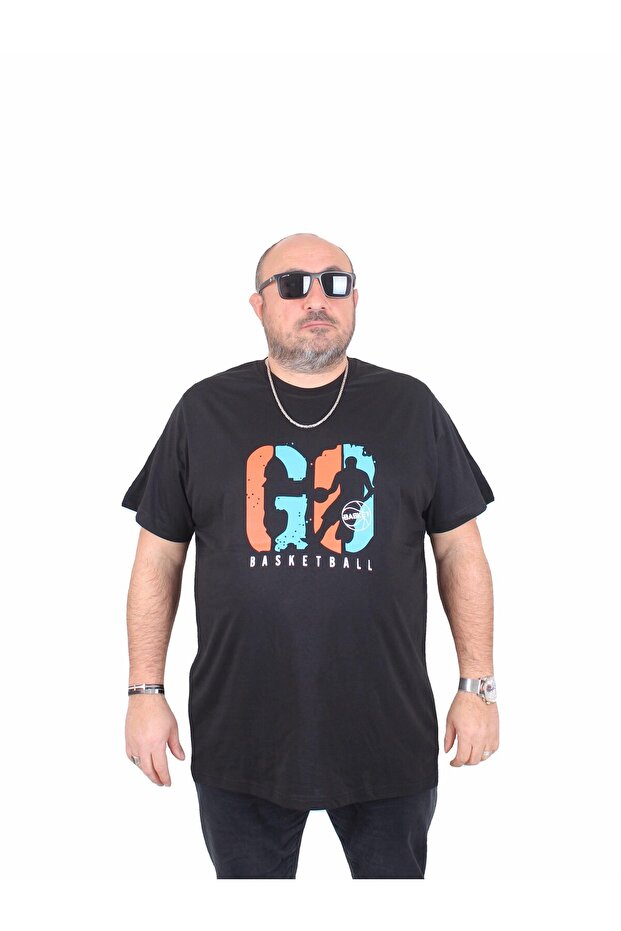 Men's Plus Size Crew Neck T-Shirt Lets Go 25161 Black