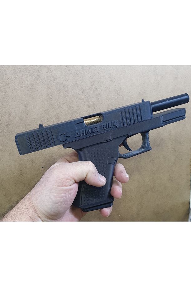 Glock-19 standart boy hareketli kızak, tetik, isme özel tasarım maket oyuncak - 1