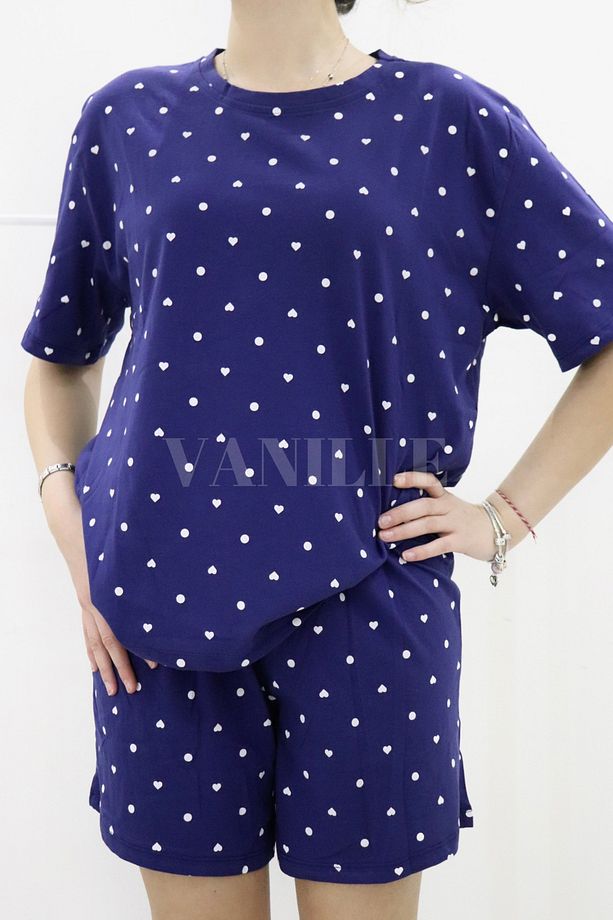Kadın Alt Üst Şortlu Takım Pijama - 8