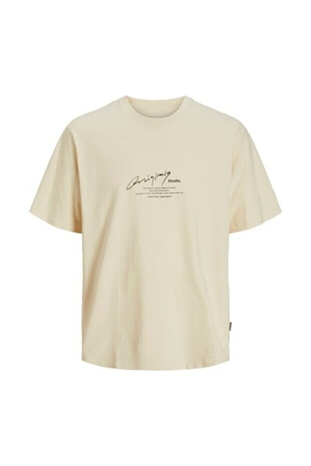 Jormanchester Script Tee Ss Crew Neck Cream Men's T-Shirt 12273373