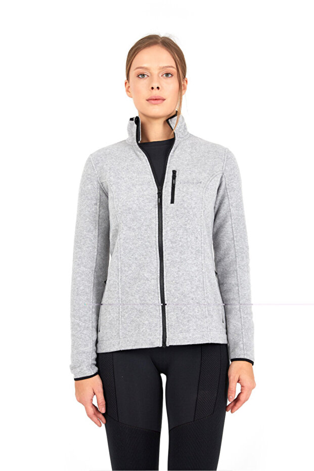 Women's Zippered Thermal Fleece Sweatshirt 2. Level 50461 - Gray Melange