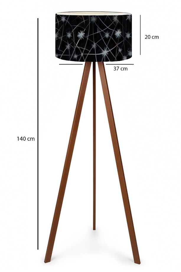 Siyah Yıldız Desenli Tripod Lambader - 5
