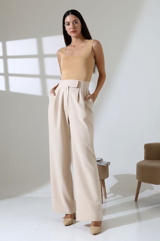 Bol Paça çıtçıtlı Model Kumas Pantolon - 4