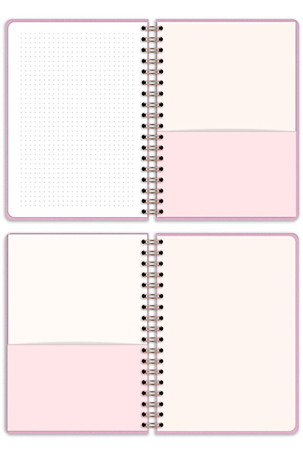 A5 15X21 cm Spiral Elastic Dotted Undated Notepad Cherry - 7