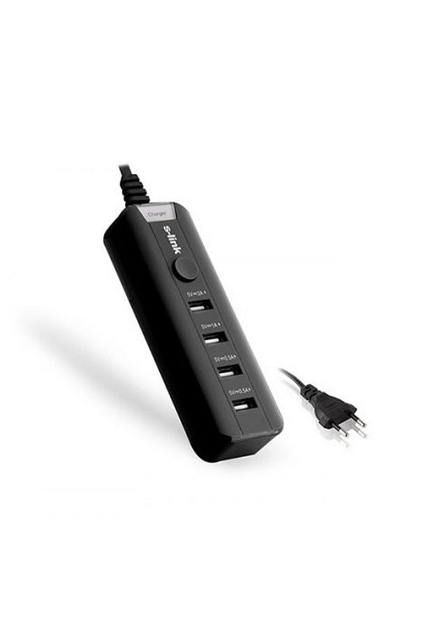 S-Lınk Tel Aks.Şarj Sl-M4 Gsm Tablet 4000Mah 4 Port Usb Siyah Ev Şarj Adaptör - 1