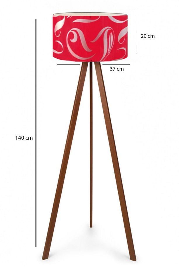 Kırmızı Desenli Tripod Lambader - 5