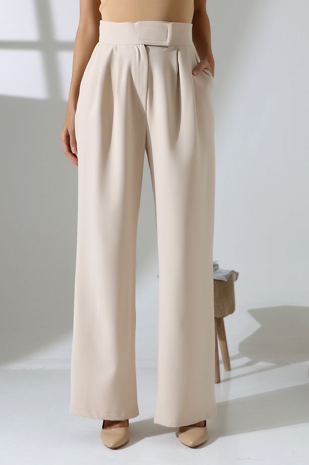 Bol Paça çıtçıtlı Model Kumas Pantolon - 5