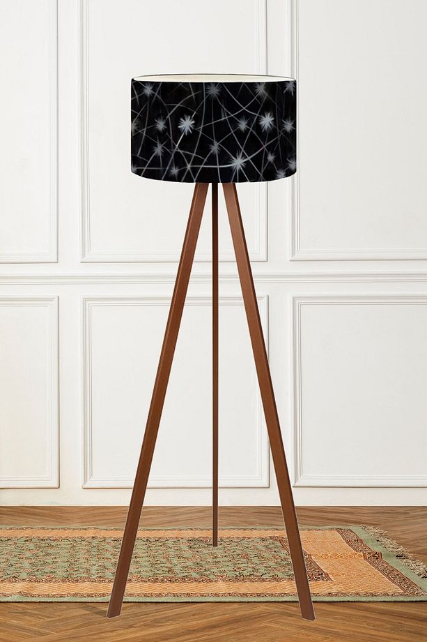 Siyah Yıldız Desenli Tripod Lambader - 3