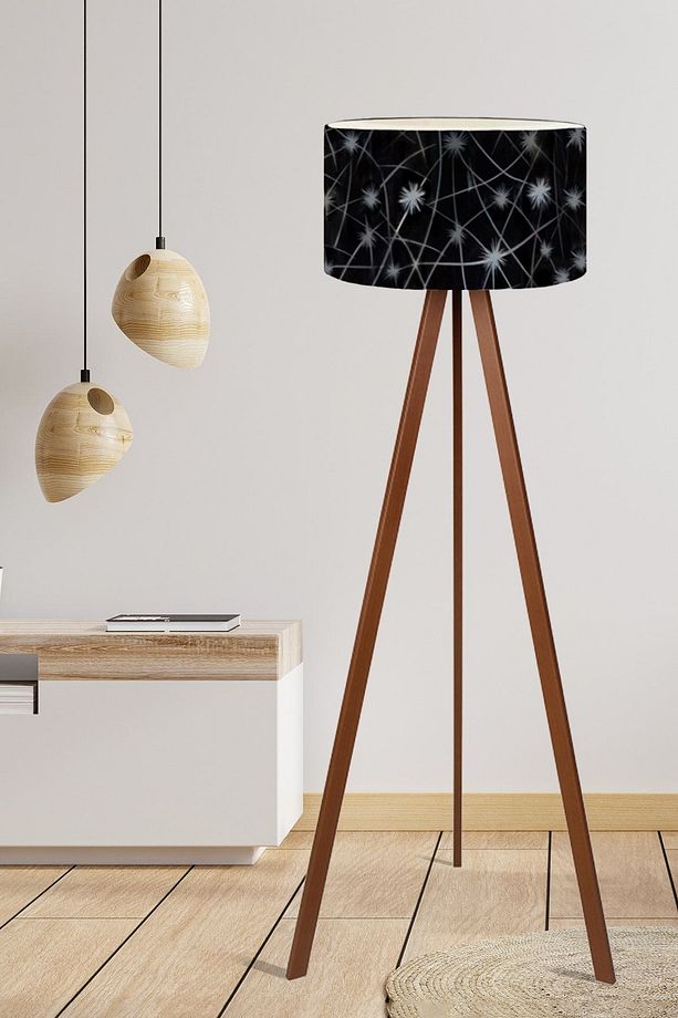 Siyah Yıldız Desenli Tripod Lambader - 4