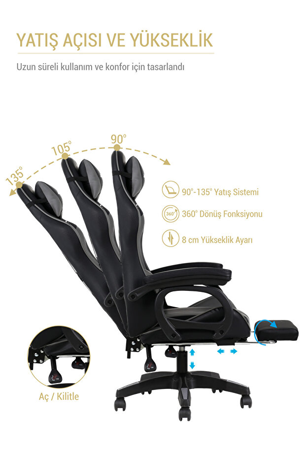 Dynamic Grey Masajlı Oyuncu Koltuğu - 7