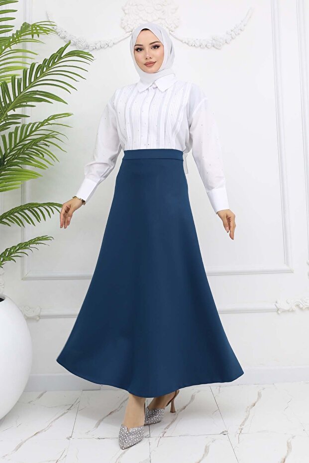 Scuba Flared Skirt Petrol 212