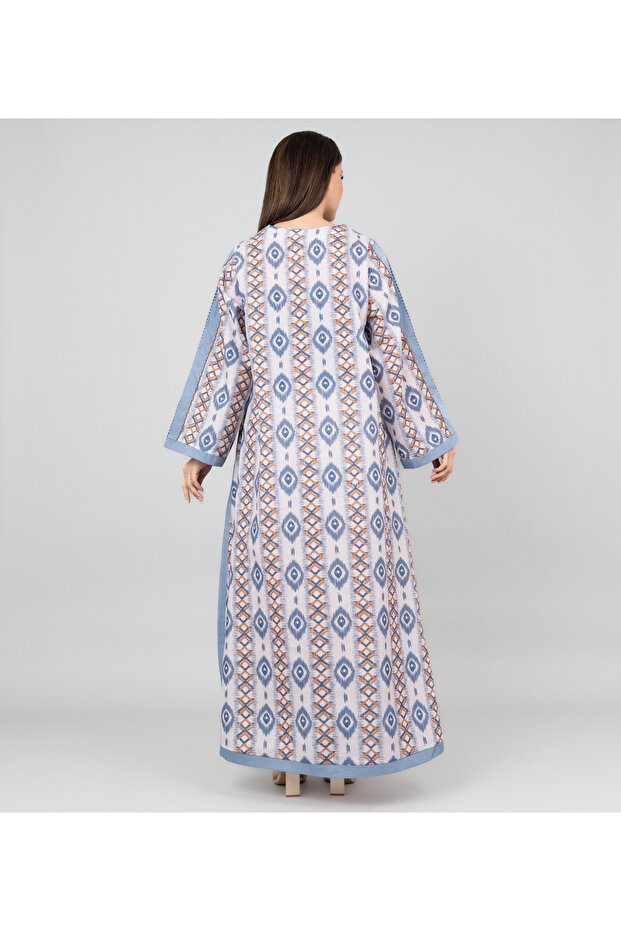 Abstract Pattern Embroidered Jalabiya - 4