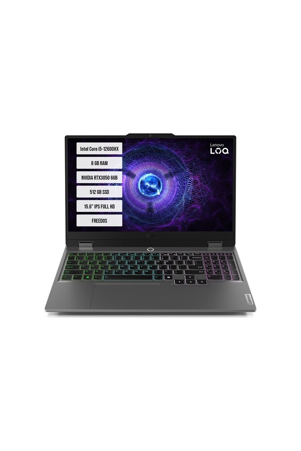 LOQ 15IAX9 INTEL CORE I5-12600HX 8GB DDR5 512GB SSD 6GB GDDR6 RTX3050 15.6"FHD IPS 144Hz F.DO - 1