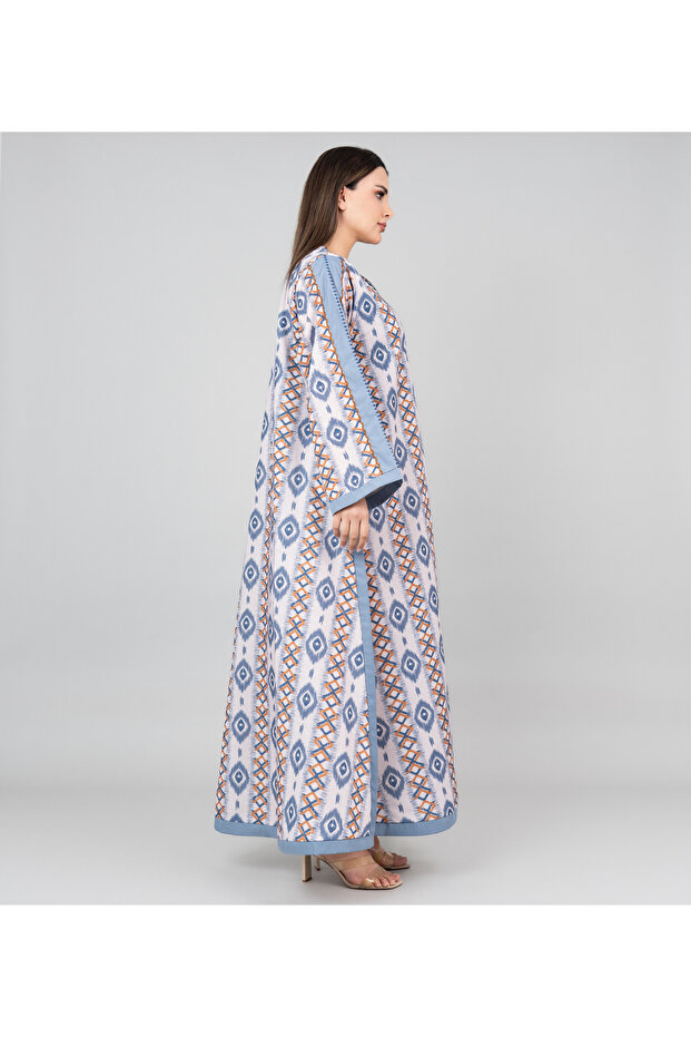 Abstract Pattern Embroidered Jalabiya - 3