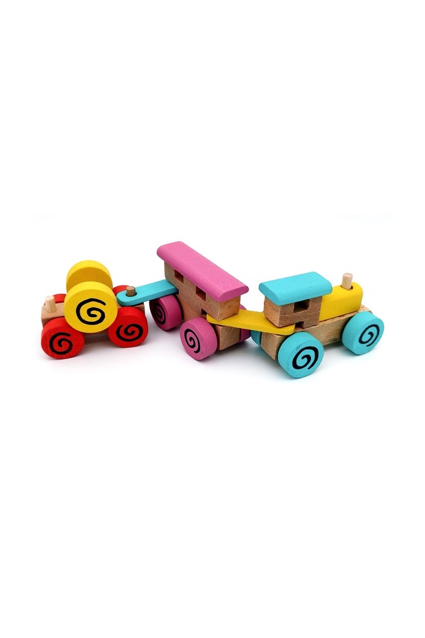 Unassembled Wooden Train with Snail Wagon - Educational and Natural Toy