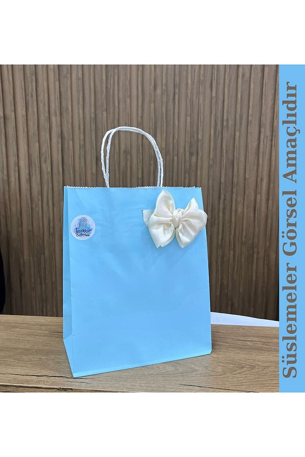 Açık Mavi Hediyelik Kağıt Torba 18x24x8cm 25 ADET - 2