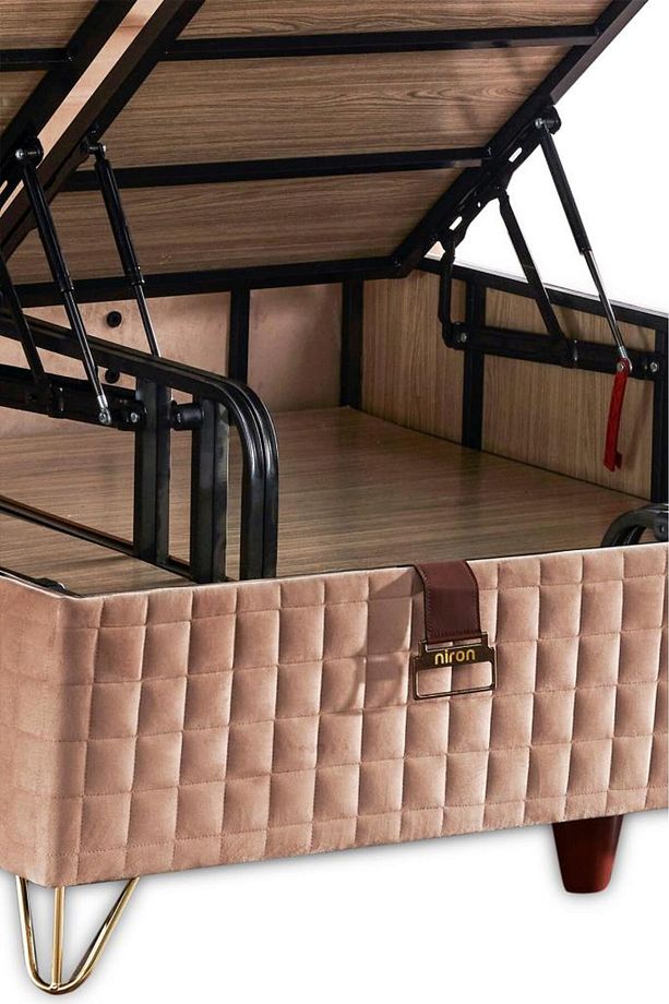 Elegance Lüks Baza ve Başlık Seti 160x200 cm Çift Kişilik Krem Babyface Kumaş Baza ve Başlık Takımı - 5