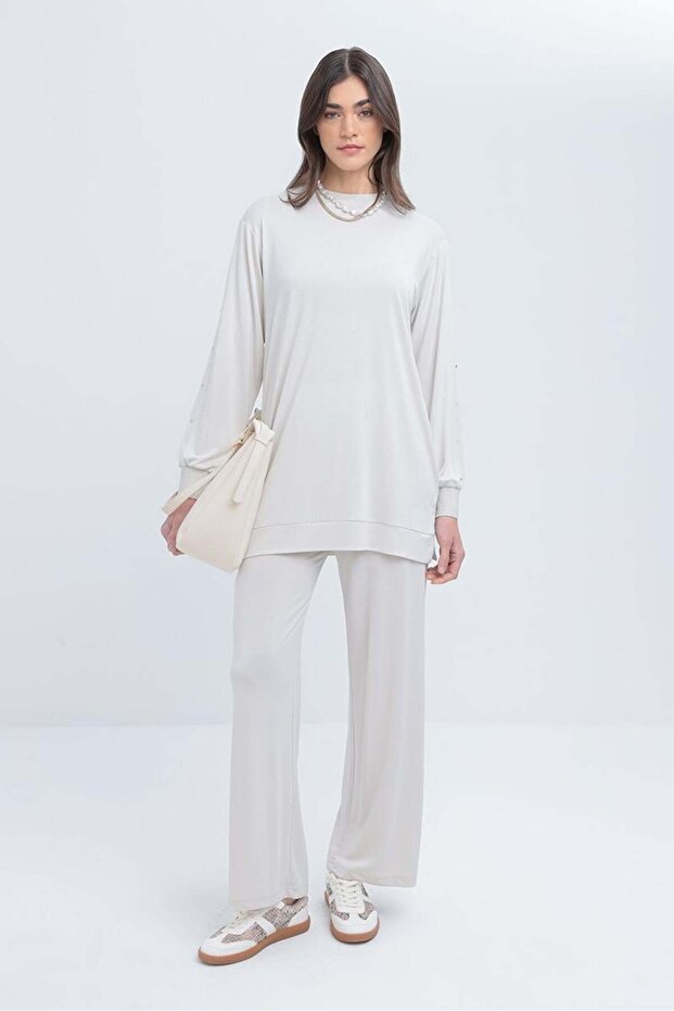 Stone-Stone Detailed Sweat