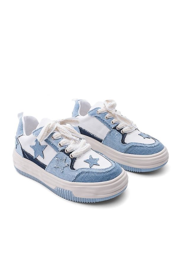 Kadın Sneaker Yüksek Taban Spor Ayakkabı Bilev Mavi Kot - 5