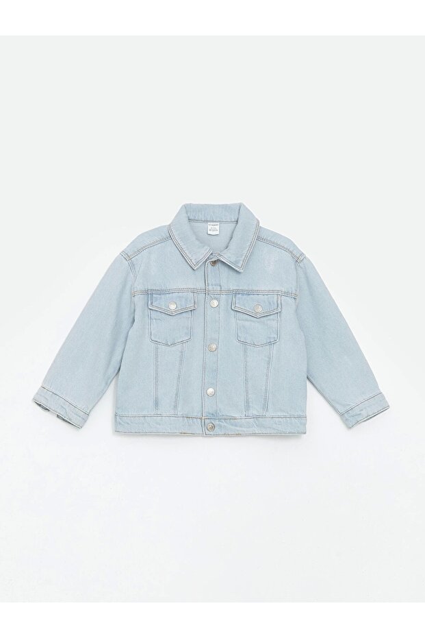 Lcw Kids Blue Shirt Collar Basic Girls' Jean Jacket