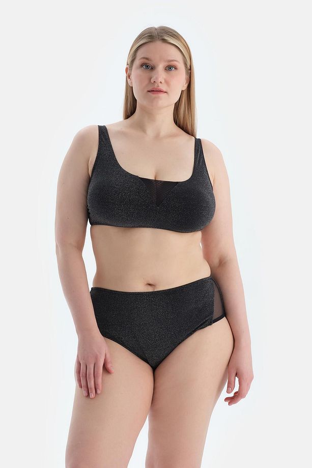 Siyah Yüksek Bel Bikini Alt - 2