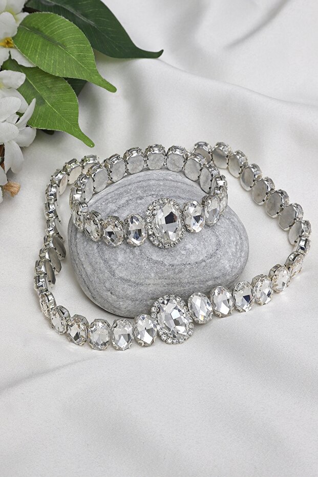 Stone Choker Necklace- Bracelet