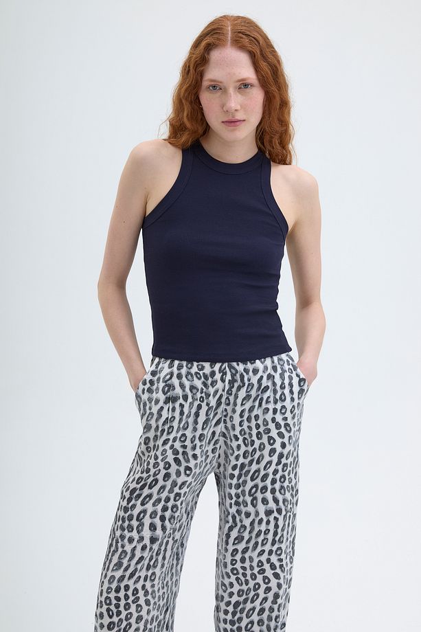 Halter Yaka Basic Fitilli Atlet Lacivert - 1