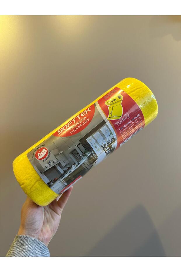 SOFTTEX RULO PERFORELİ 15 YAPRAK SARI TEMİZLİK BEZİ - 2
