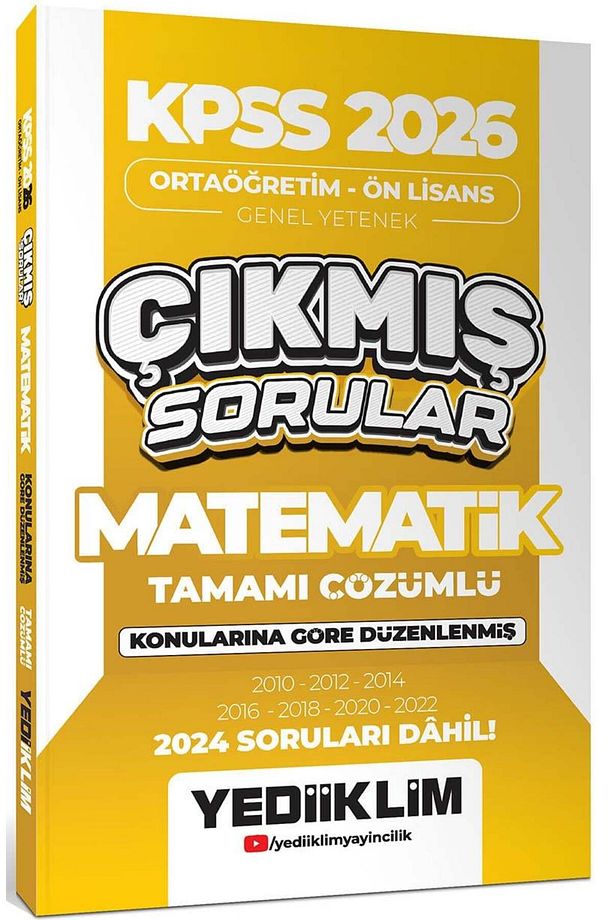 Kpss 2026 Ortaöğretim Ön Lisans Matematik Konularına Göre Çıkmış Sorular (2024 SORULARI DAHİL) - 1