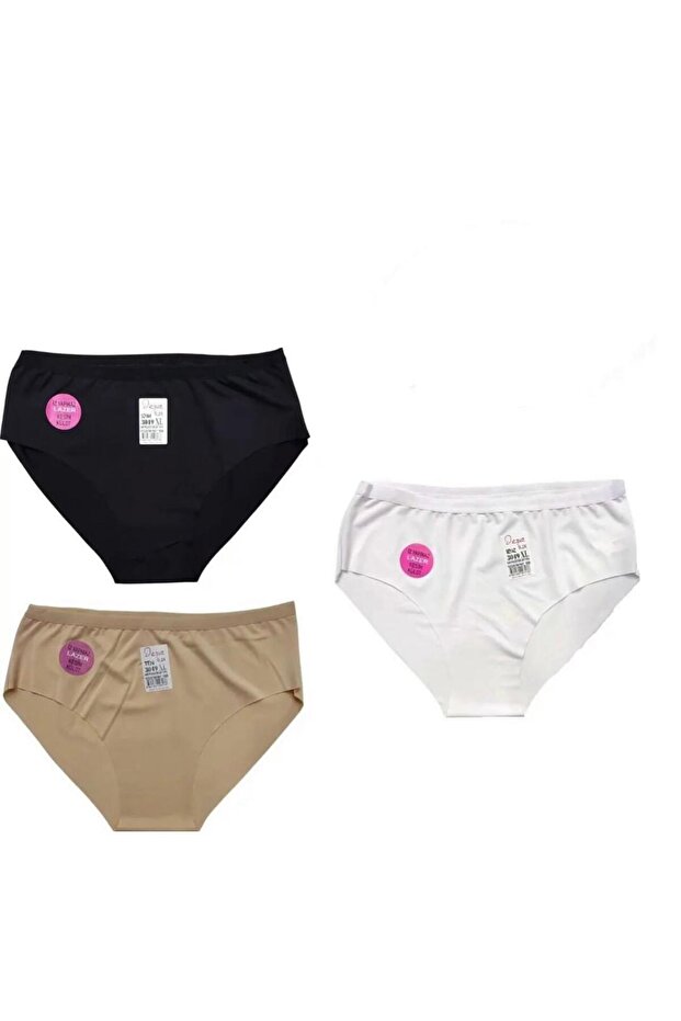 Silver Women's 3 Pieces Standard Size Laser Cut Panties