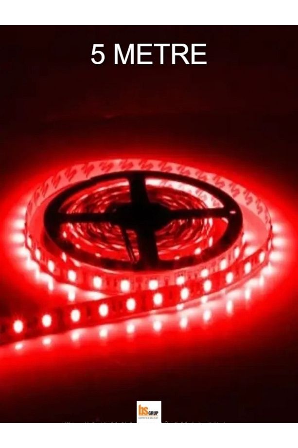 5 Metre Yapışkanlı Iç Mekan Rulo Kırmızı Işıklı Şerit Led ( Trafosuz - Yapışkan Bantlı ) - 1
