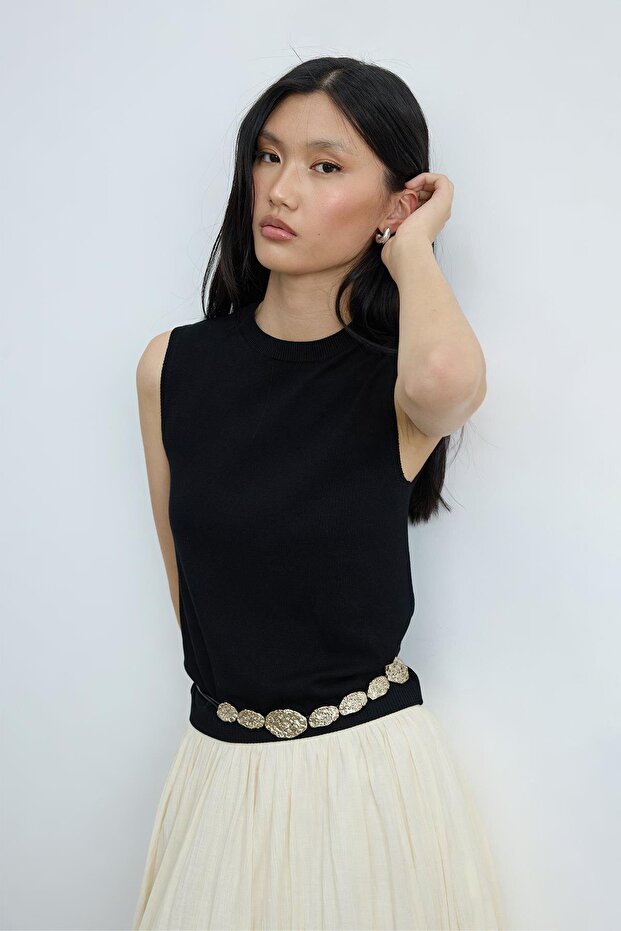 Siyah Lea Triko Bluz - 1