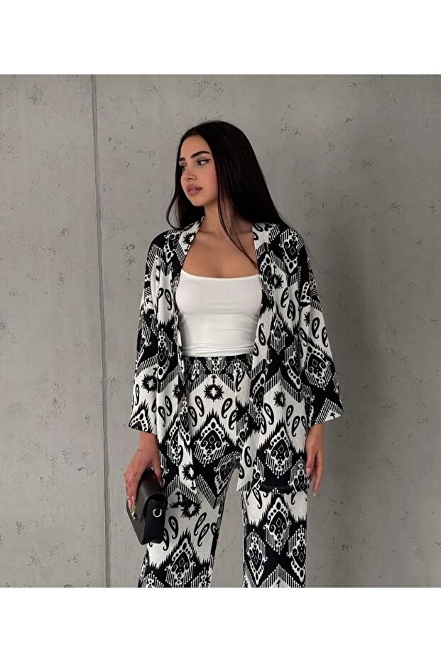 مجموعة كيمونو مزدوجة منقوشة - 2