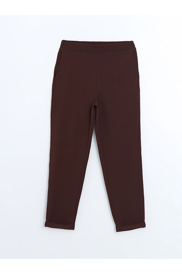 LCW Modest Kahverengi Beli Lastikli Kadın Pantolon - 5