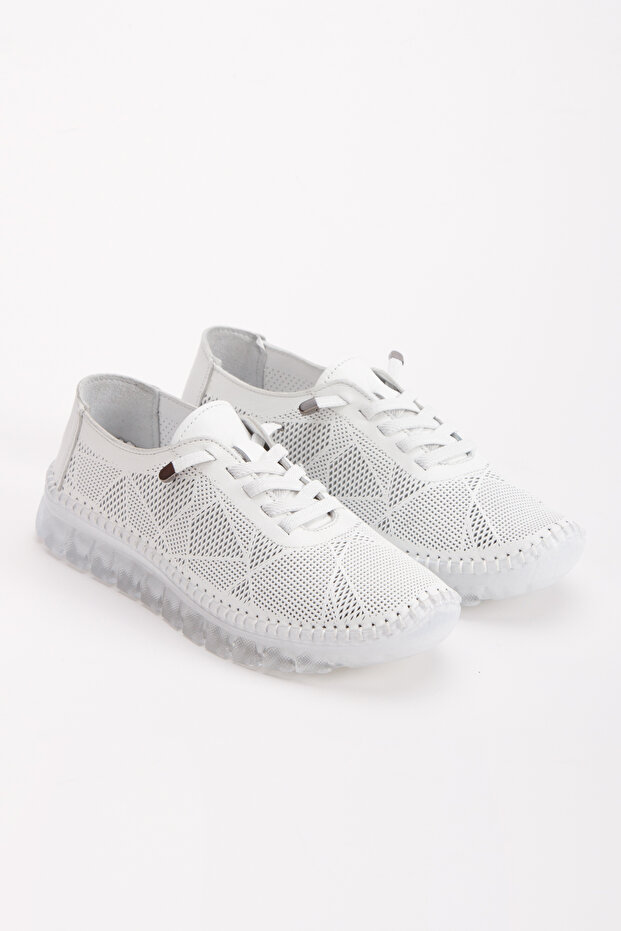Genuine Leather Transparent Gel Sole Daily Lace-Up Shoes
