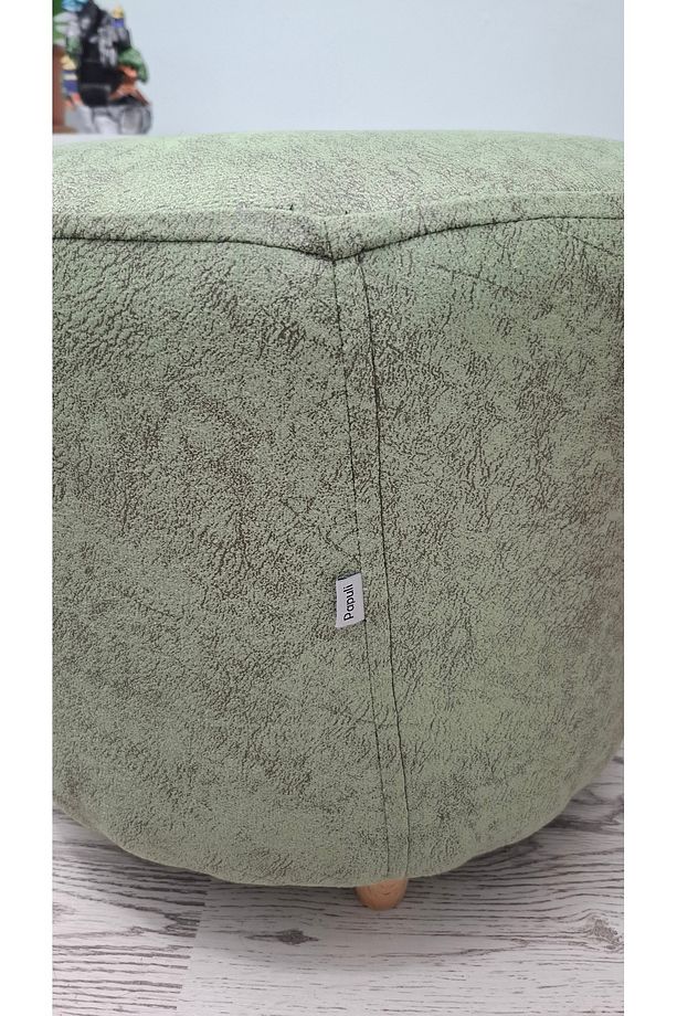 Ahşap Ayaklı Yuvarlak Nubuk Kumaş Puf&bench Koltuk/tabure - 5