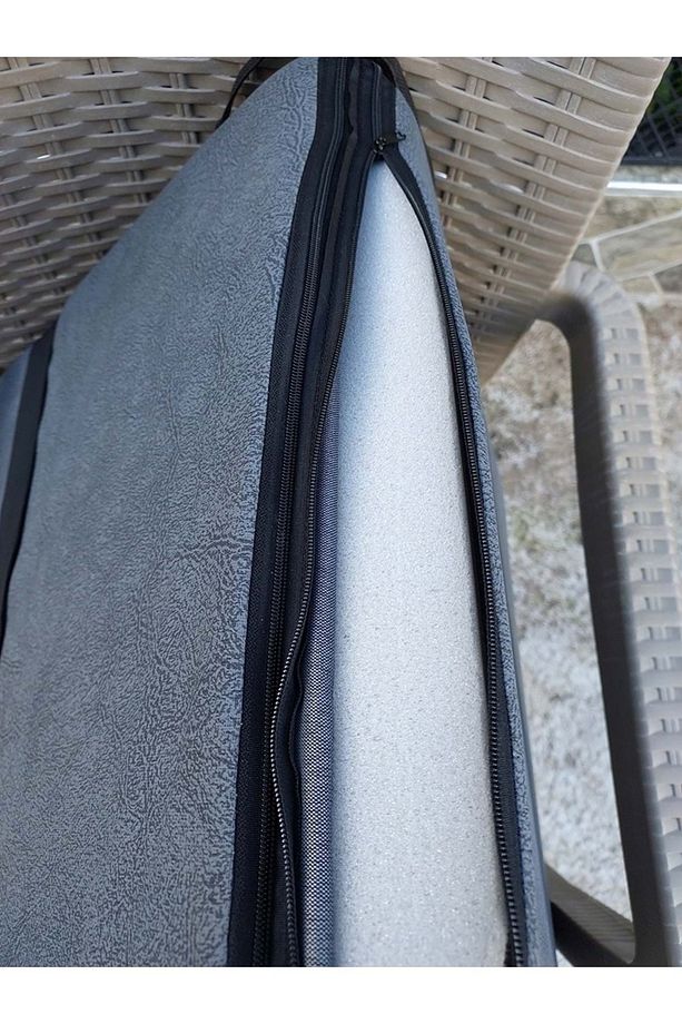 4 Adet Rattan Arkalıklı Sandalye Minderi (Kalınlık 4cm)-Primer K.Gri - 4